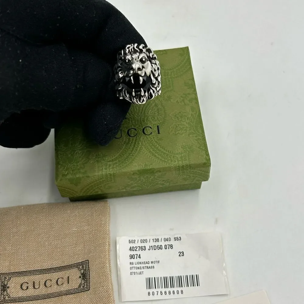 Men's Gucci iconic Lionhead ring size 10 made in Italy
